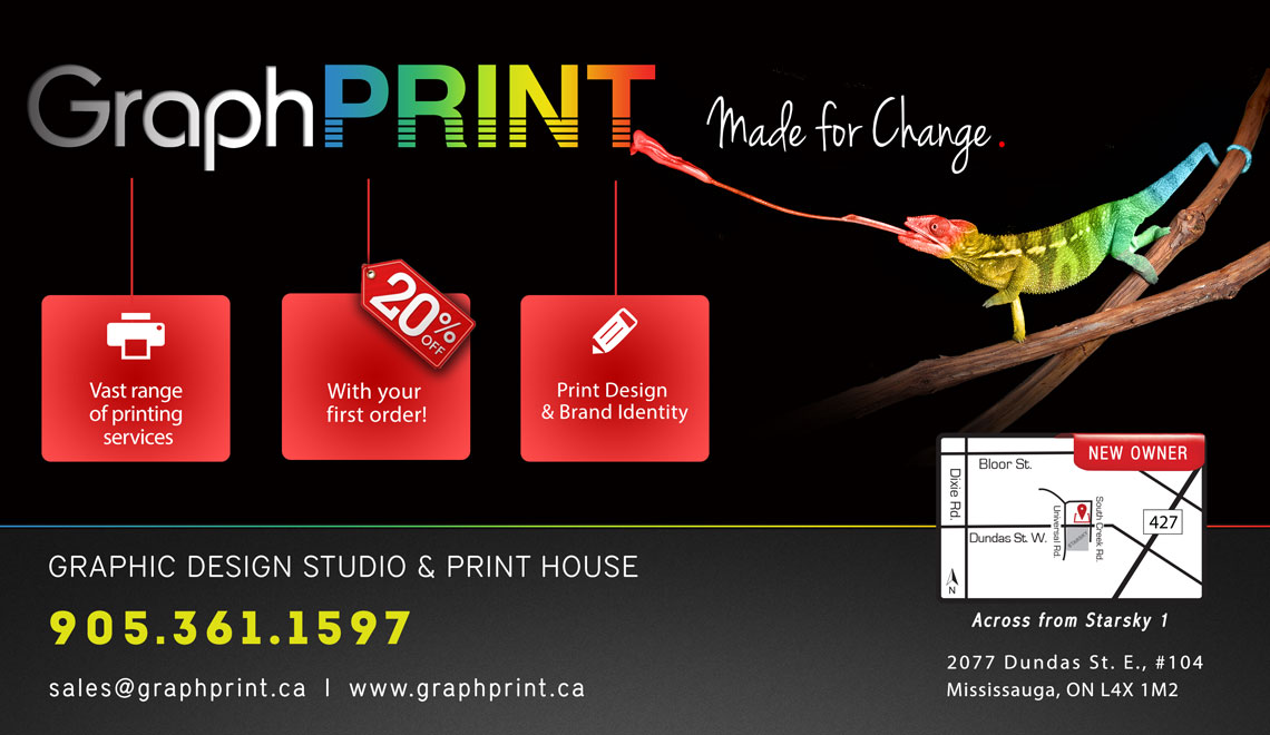 GraphPrint ad — Made for Change, don't blend in, stand out