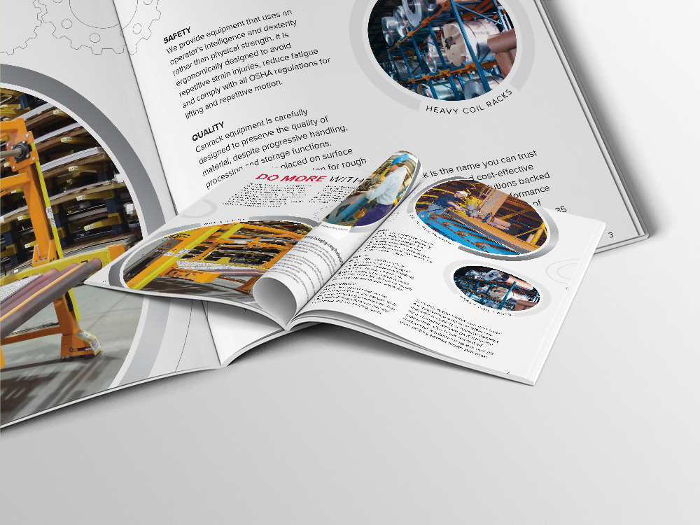 Canrack industrial catalogue brochure, open spread