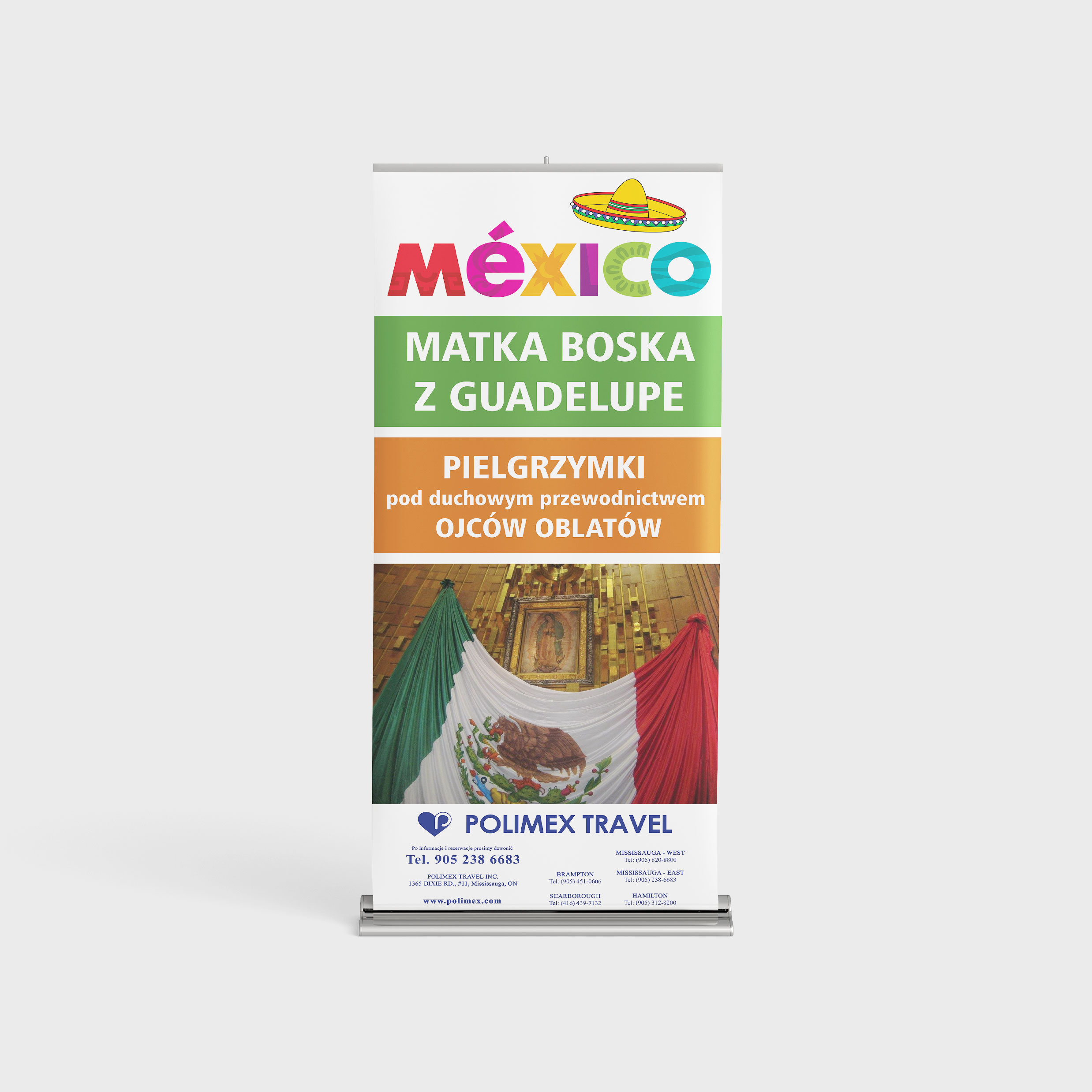 Polimex Travel pilgrimage roll-up banner